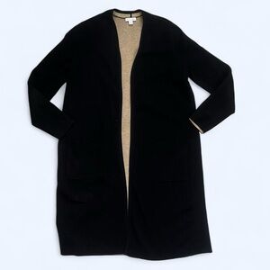 J.Jill Small Black Long Duster Cardigan Sweater Cotton Casual Tan Loungewear